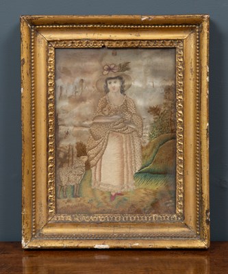 Lot 264 - A Regency gilt framed silkwork picture...