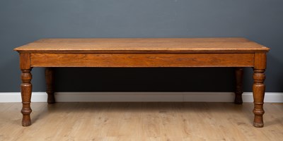 Lot 440 - An oak large rectangular table with deep...