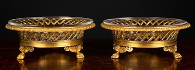 Lot 398 - A pair of 19th century glass sweetmeat dishes...