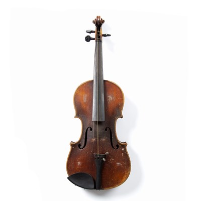 Lot 118 - An old violin with two piece back, cased, and...