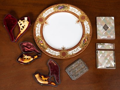Lot 399 - A gilt and claret painted Coalport plate,...
