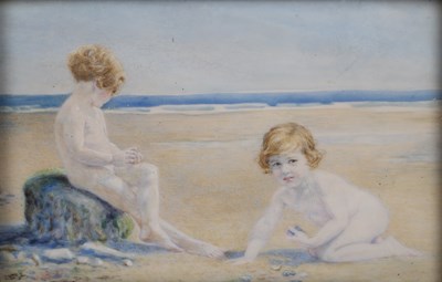Lot 494 - Dora Webb (b.1888) On the beach, signed and...