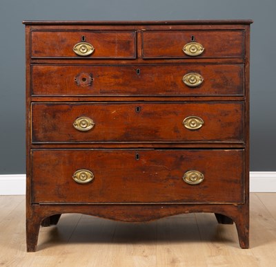 Lot 487 - A George III mahogany veneered chest of two...