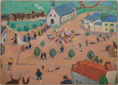 Lot 125 - Two naive style 20th century paintings, one of...