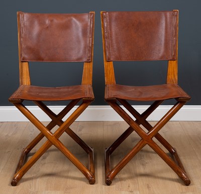 Lot 267 - A pair of designer hardwood side chairs with...