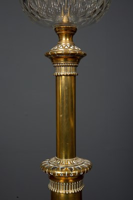 Lot 28 - A Victorian brass based oil lamp with cut...
