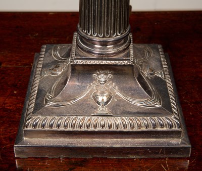 Lot 26 - A Victorian silver plated oil lamp base of...