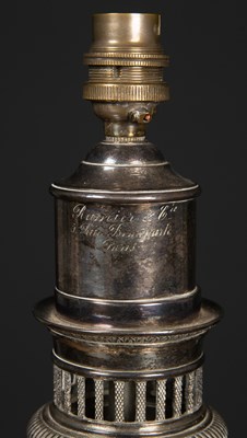 Lot 26 - A Victorian silver plated oil lamp base of...