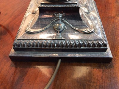 Lot 26 - A Victorian silver plated oil lamp base of...