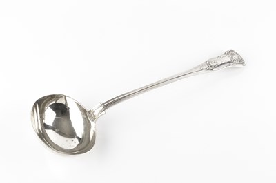 Lot 808 - A George IV silver King's pattern soup ladle,...