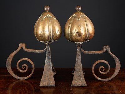 Lot 23 - A pair of Victorian brass and steel art...