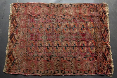 Lot 609 - An antique Tekke Turkman red ground rug, 164cm...