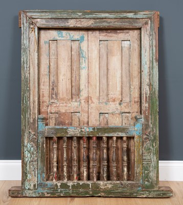 Lot 549 - An antique Rajastani painted hardwood window...