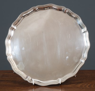 Lot 11A - A 20th Century silver tray with beaded edge...