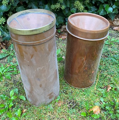 Lot 553 - A copper rain gauge with brass rim, 13cm...