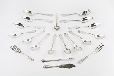 Lot 362 - A set of six American silver dessert spoons,...