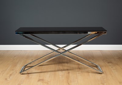 Lot 223 - A contemporary chrome plated X framed console...