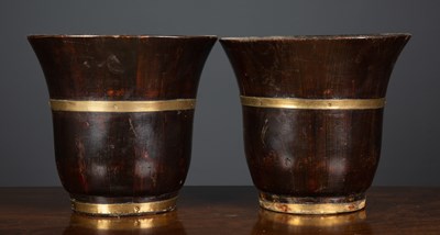 Lot 14 - A pair of stained softwood turned waste paper...