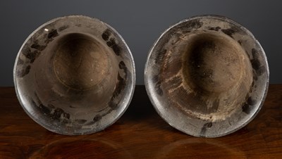 Lot 14 - A pair of stained softwood turned waste paper...