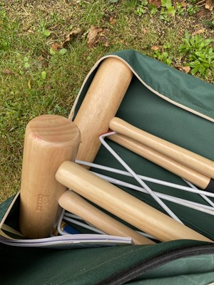 Lot 555 - A Jaques of London croquet set, in soft green...