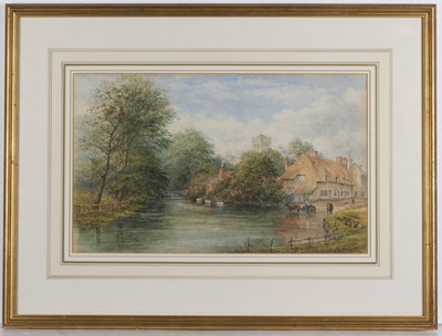 Lot 328 - William J Bolton (1816-1884) A village ford,...