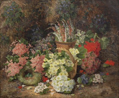 Lot 342 - Henry Livens (1848-1943) Still life - a potted...