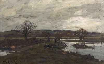 Lot 343 - John Weiss (1859-1919) A river landscape -...