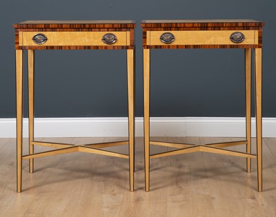 Lot 100 - A pair of Georgian style satinwood crossbanded...