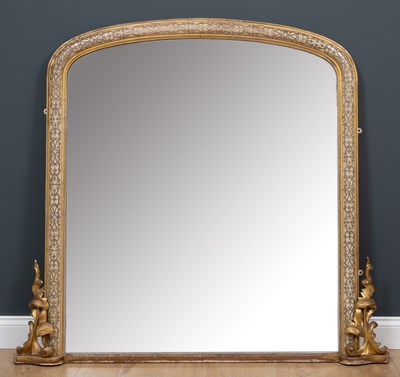 Lot 405 - A gilt and white painted arch-topped...