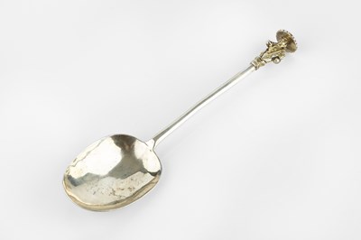 Lot 745 - An antique silver seal top spoon, the plain...