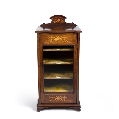 Lot 125 - An Edwardian rosewood and inlaid music cabinet,...