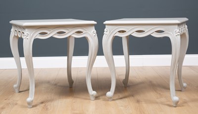 Lot 274 - A pair of contemporary light grey painted side...