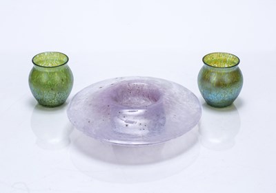 Lot 418 - Loetz/Lötz glass Pair of small green glass...