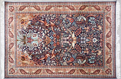 Lot 645 - A late 20th century Indian Kashmiri silk rug...