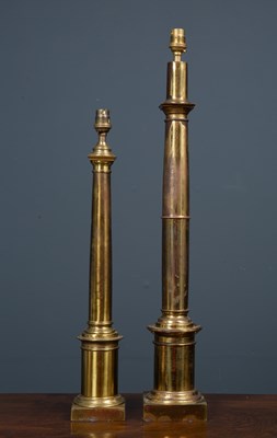 Lot 270 - A lacquered brass column table lamp with...