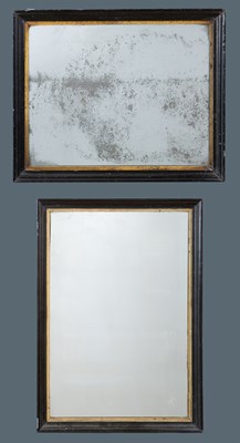 Lot 345 - A two rectangular wall mirrors with ebonised...