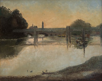 Lot 425 - James Dring (1905-1985) A Thames River Bridge,...