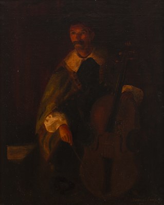 Lot 98 - Warner Cooper (?) The candle lit cellist,...