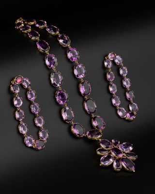 Lot 272 - A late 19th century amethyst demi-parure,...