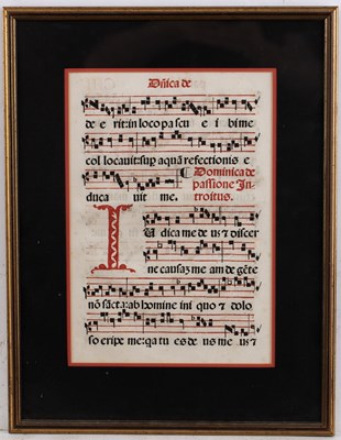 Lot 97 - An antique double page antiphonal musical...