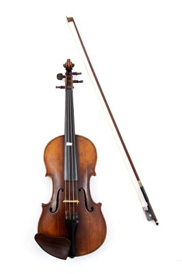 Lot 123 - A violin with single piece back and with label...