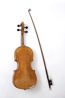 Lot 122 - A half sized violin stamped 'Klotz' with bow,...