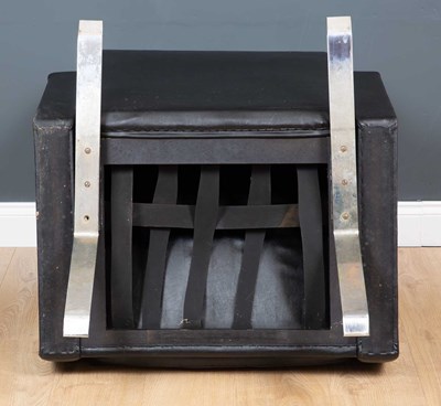 Lot 94 - A Robin Day Leo black leather low armchair and...
