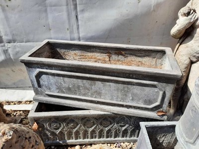 Lot 554 - Five composite resin lead style planters to...