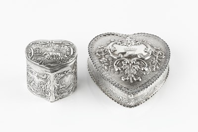 Lot 812 - A late Victorian silver heart shaped box and...