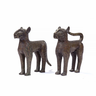 Lot 338 - A large pair of African, Benin leopards,...