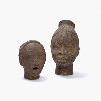 Lot 342 - Two West African Benin pottery female heads,...