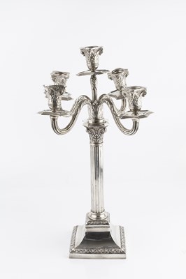 Lot 883 - A German silver five light candelabrum, of...