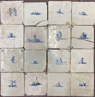 Lot 235 - Fifty eight antique Dutch delft tiles with...