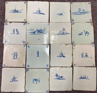 Lot 235 - Fifty eight antique Dutch delft tiles with...